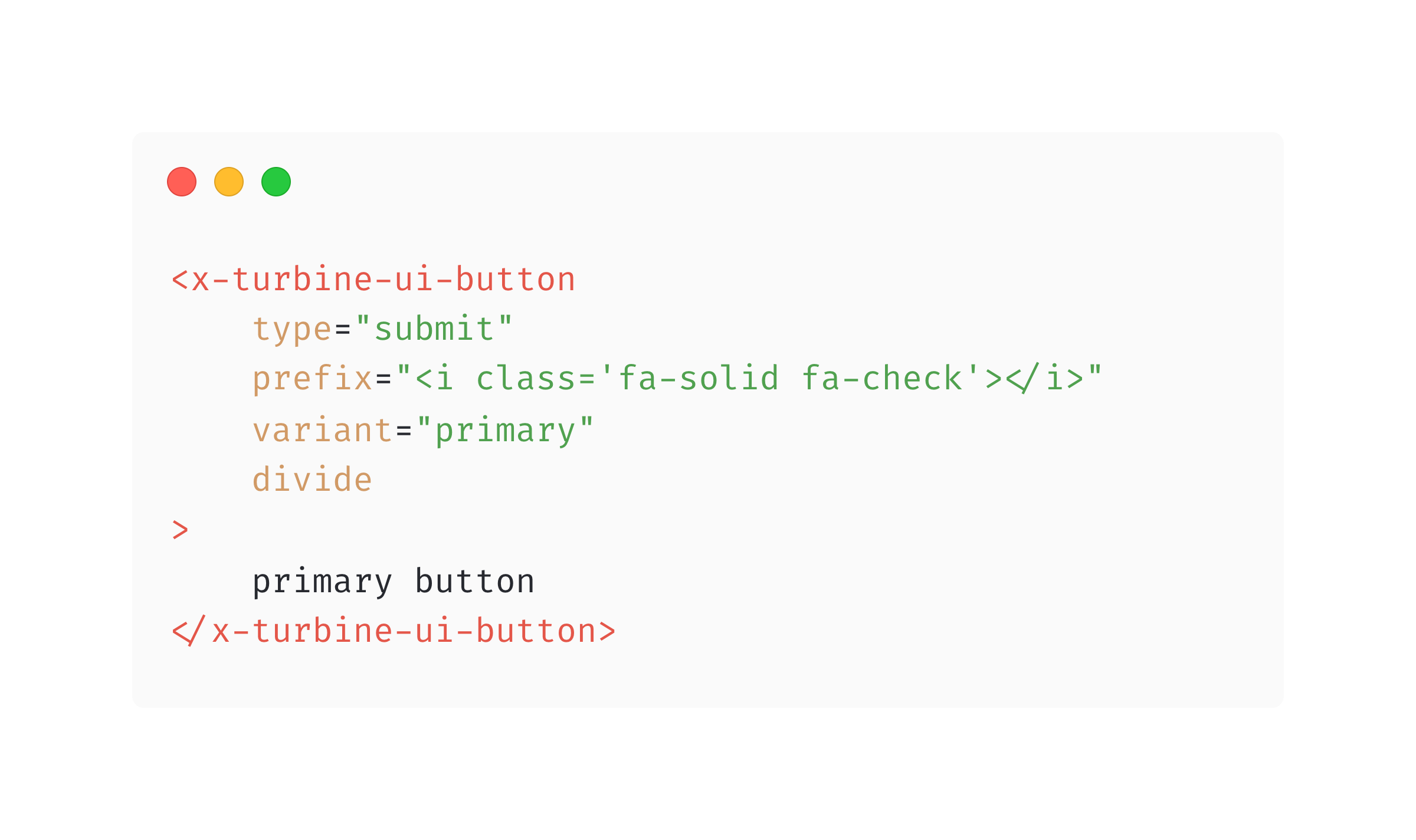 code block for a Turbine UI button component
